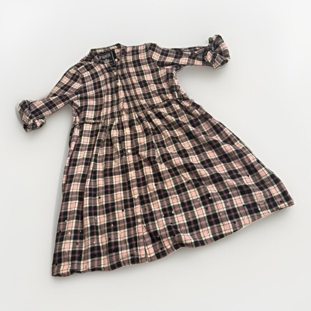 Y2K Pink Victoria's Secret Plaid Flannel Dress Rhinestone Size Small 3909/14